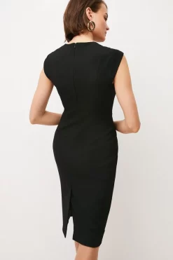 Wholesale 😉 Karen Millen Structured Crepe Envelope Neck Pencil Midi 👗 Dress 🌟 -PARTY DRESSES Sales Store akk01519 black xl 2