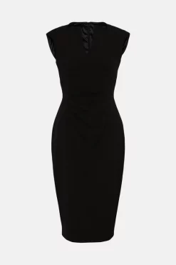 Wholesale 😉 Karen Millen Structured Crepe Envelope Neck Pencil Midi 👗 Dress 🌟 -PARTY DRESSES Sales Store akk01519 black xl 3