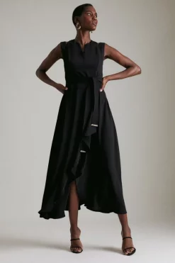 Deals ✨ Karen Millen Soft Tailored Waterfall Maxi 👗 Dress ✨