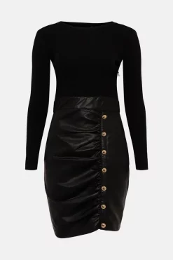 Brand new π Karen Millen Pu And Knit Mix Mini π Dress π 12 Brand new π Karen Millen Pu And Knit Mix Mini π Dress π -PARTY DRESSES Sales Store akk03673 black xl 3