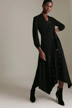 Best Pirce ⌛ Karen Millen Soft Tailored Button Detail Hi-low Hem Maxi 👗 Dress 🔔