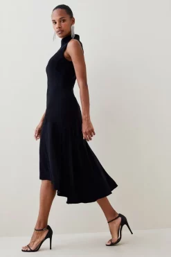 Cheapest 💯 Karen Millen Soft Tailored High Low Midi 👗 Dress 🧨