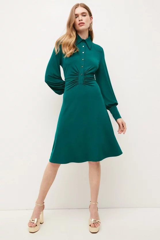 Deals π Karen Millen Ruched Button Through Collared Jersey Midi π Dress π― 3 Deals π Karen Millen Ruched Button Through Collared Jersey Midi π Dress π―