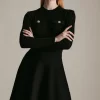 Buy 😀 Karen Millen Cable Knit Military Skater 👗 Dress 🤩 -PARTY DRESSES Sales Store akk06473 black xl