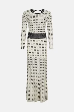 Hot Sale 🔥 Karen Millen Sheer Knit Polka Dot Stud Detail Jacquard Maxi 👗 Dress 🎉 -PARTY DRESSES Sales Store akk06548 mono xl 3