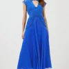 Brand new 🥰 Karen Millen Cornelli Embellished Cap Sleeve Woven Maxi 😉 -PARTY DRESSES Sales Store akk07062 cobalt xl