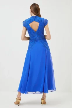 Brand new 🥰 Karen Millen Cornelli Embellished Cap Sleeve Woven Maxi 😉 -PARTY DRESSES Sales Store akk07062 cobalt xl 2
