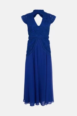 Brand new 🥰 Karen Millen Cornelli Embellished Cap Sleeve Woven Maxi 😉 -PARTY DRESSES Sales Store akk07062 cobalt xl 3