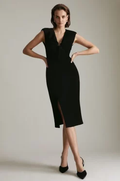 Budget β Karen Millen Compact Stretch Viscose Ring Detail Midi π Dress π