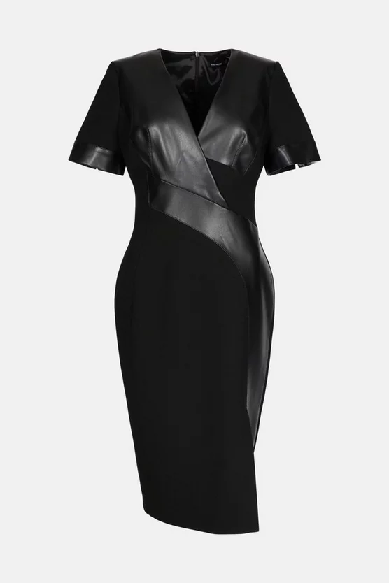 Top 10 π Karen Millen Structured Crepe And Pu Contrast Pencil Midi π Dress β¨ 6 Top 10 π Karen Millen Structured Crepe And Pu Contrast Pencil Midi π Dress β¨ - Image 4