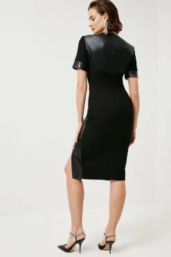 Top 10 π Karen Millen Structured Crepe And Pu Contrast Pencil Midi π Dress β¨ 12 Top 10 π Karen Millen Structured Crepe And Pu Contrast Pencil Midi π Dress β¨ -PARTY DRESSES Sales Store akk07241 black xl 4