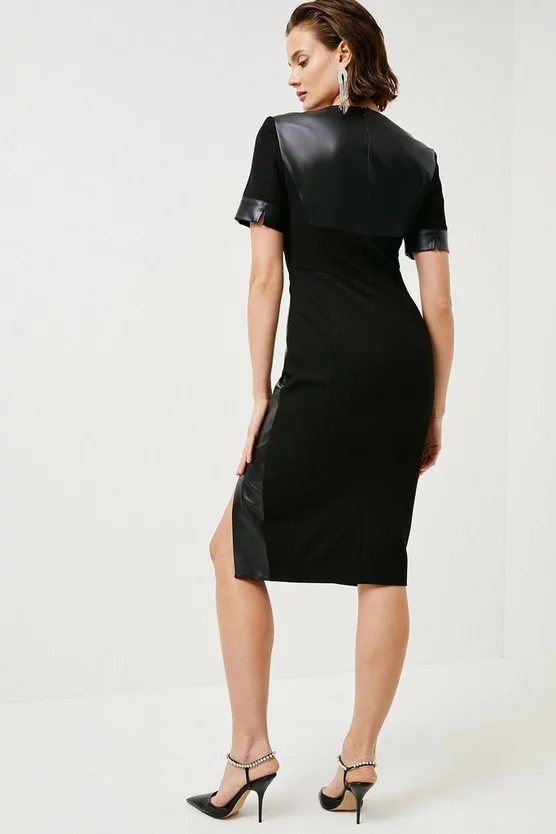 Top 10 π Karen Millen Structured Crepe And Pu Contrast Pencil Midi π Dress β¨ 7 Top 10 π Karen Millen Structured Crepe And Pu Contrast Pencil Midi π Dress β¨ - Image 5