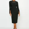 Wholesale ⌛ Karen Millen Stud Detail Split Sleeve Pencil Midi 👗 Dress 🔥