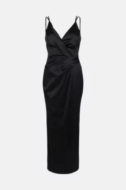 Best Pirce ❤️ Karen Millen Italian Structured Satin Strappy Maxi 👗 Dress ⌛ -PARTY DRESSES Sales Store bkk00005 black xl 3