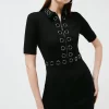 Flash Sale 😀 Karen Millen Collared Eyelet Jersey 👗 Dress 🔔 -PARTY DRESSES Sales Store bkk00297 black xl