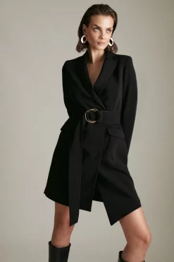 Wholesale ❤️ Karen Millen Compact Stretch Viscose Tux D Ring Mini 👗 Dress 👍