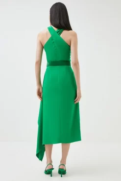 New 🔥 Karen Millen Compact Stretch Viscose Asymmetric Drape Midaxi 👗 Dress 😉 9 New 🔥 Karen Millen Compact Stretch Viscose Asymmetric Drape Midaxi 👗 Dress 😉 -PARTY DRESSES Sales Store bkk00942 green xl 2