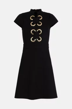 Hot Sale 😍 Karen Millen Eyelet Trim Detail Jersey Mini 👗 Dress ❤️ -PARTY DRESSES Sales Store bkk01337 black xl 3