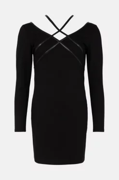 Wholesale π Karen Millen Pu Trim Detail Pencil Jersey π Dress π 11 Wholesale π Karen Millen Pu Trim Detail Pencil Jersey π Dress π -PARTY DRESSES Sales Store bkk01460 black xl 3