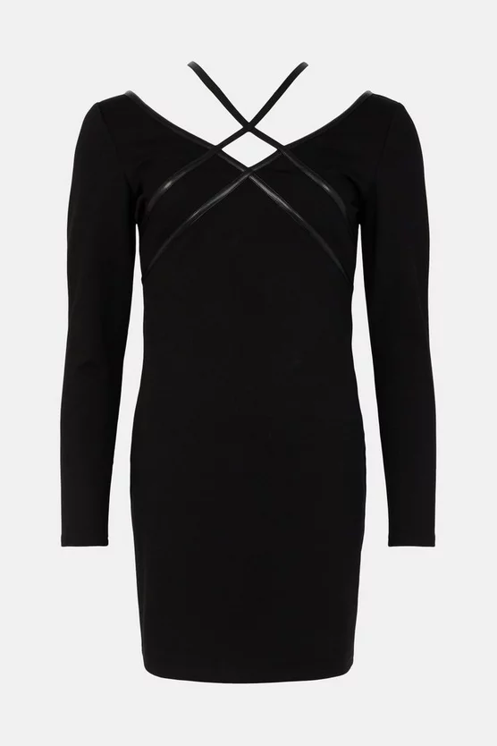 Wholesale π Karen Millen Pu Trim Detail Pencil Jersey π Dress π 6 Wholesale π Karen Millen Pu Trim Detail Pencil Jersey π Dress π - Image 4