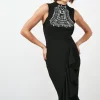 Budget ❤️ Karen Millen Embellished Ruffle Figure Form Crepe Midi 👗 Dress 😍 -PARTY DRESSES Sales Store bkk01713 black xl