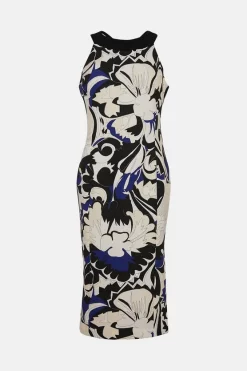 Best Pirce ✨ Karen Millen Abstract Floral Printed Tailored Pencil Midi 👗 Dress 👍 -PARTY DRESSES Sales Store bkk01896 navy xl 3