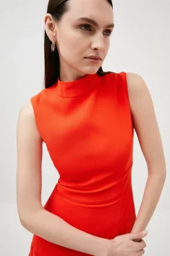 Best Sale 💯 Karen Millen Soft Tailored High Low Midi 👗 Dress 😉 -PARTY DRESSES Sales Store bkk01957 red xl 1