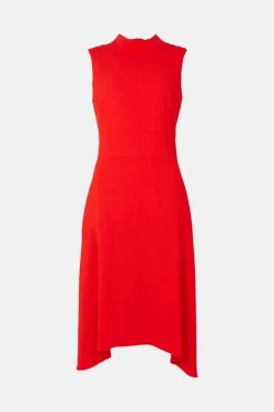 Best Sale 💯 Karen Millen Soft Tailored High Low Midi 👗 Dress 😉 -PARTY DRESSES Sales Store bkk01957 red xl 3