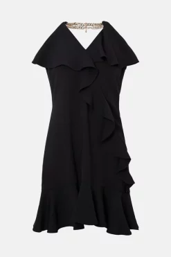 Outlet 🤩 Karen Millen Soft Tailored Waterfall Chain Detail Mini 👗 Dress 👏 -PARTY DRESSES Sales Store bkk02084 black xl 3