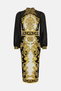 Cheapest ✨ Karen Millen All Over Baroque Jacquard Knit Midi 👗 Dress 👍 -PARTY DRESSES Sales Store bkk02110 natural xl 3
