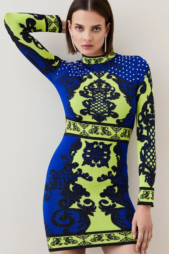 Discount π Karen Millen All Over Baroque Jacquard Knit Mini π Dress π 3 Discount π Karen Millen All Over Baroque Jacquard Knit Mini π Dress π