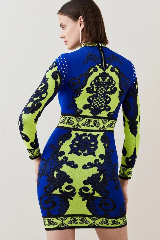 Discount π Karen Millen All Over Baroque Jacquard Knit Mini π Dress π 5 Discount π Karen Millen All Over Baroque Jacquard Knit Mini π Dress π - Image 3