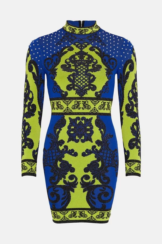 Discount π Karen Millen All Over Baroque Jacquard Knit Mini π Dress π 6 Discount π Karen Millen All Over Baroque Jacquard Knit Mini π Dress π - Image 4