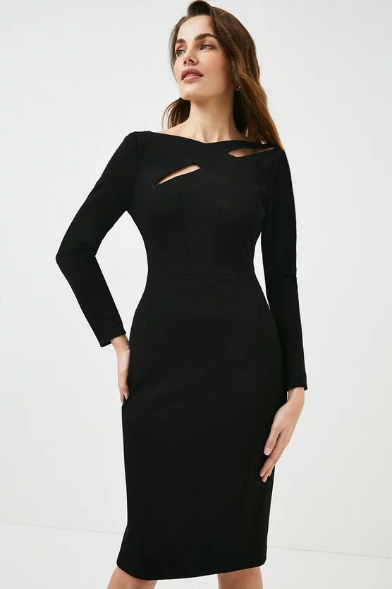 Budget βοΈ Karen Millen Italian Structured Rib Cross Over Pencil Midi π Dress β€οΈ 3 Budget βοΈ Karen Millen Italian Structured Rib Cross Over Pencil Midi π Dress β€οΈ