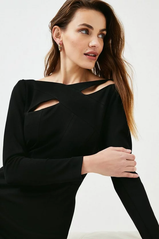 Budget βοΈ Karen Millen Italian Structured Rib Cross Over Pencil Midi π Dress β€οΈ 4 Budget βοΈ Karen Millen Italian Structured Rib Cross Over Pencil Midi π Dress β€οΈ - Image 2