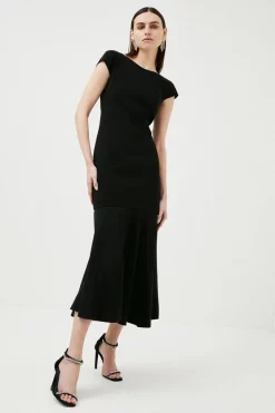 Outlet 😍 Karen Millen Compact Stretch Viscose Fishtail Midaxi 👗 Dress 🌟 -PARTY DRESSES Sales Store bkk02212 black xl 2