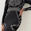 Promo 🤩 Karen Millen All Over Baroque Hot Fix Knit Mini 👗 Dress 😀 -PARTY DRESSES Sales Store bkk02271 black xl