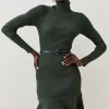 Hot Sale ⭐ Karen Millen Knitted Roll Neck Belted Flippy Hem Mini 👗 Dress 🌟 -PARTY DRESSES Sales Store bkk02320 forest xl