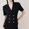 Promo 🎉 Karen Millen Button Front Knit Mini 👗 Dress 😍 -PARTY DRESSES Sales Store bkk02382 black xl