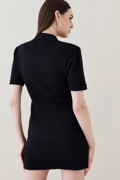 Promo 🎉 Karen Millen Button Front Knit Mini 👗 Dress 😍 -PARTY DRESSES Sales Store bkk02382 black xl 2