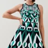 Top 10 ❤️ Karen Millen Embellished Geo Jacquard Swing Mini 👗 Dress 😍 -PARTY DRESSES Sales Store bkk02494 green xl