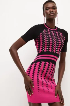 Best reviews of ⭐ Karen Millen Faded Geo Knitted Bodycon Mini 👗 Dress 👏