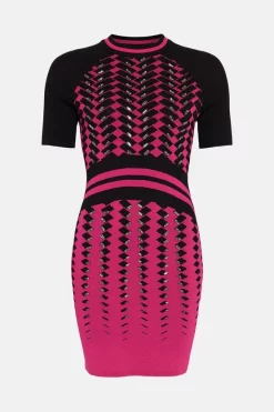 Best reviews of ⭐ Karen Millen Faded Geo Knitted Bodycon Mini 👗 Dress 👏 -PARTY DRESSES Sales Store bkk02499 pink xl 3
