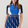 New 👍 Karen Millen Embellished Sporty Jacquard Zip Neck Mini 👗 Dress 😍 -PARTY DRESSES Sales Store bkk02505 cobalt xl