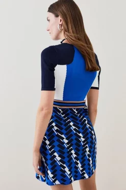 New 👍 Karen Millen Embellished Sporty Jacquard Zip Neck Mini 👗 Dress 😍 -PARTY DRESSES Sales Store bkk02505 cobalt xl 2