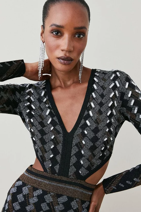 Budget π Karen Millen Cutout Embellished Geo Jacquard Knit Mini π Dress π 4 Budget π Karen Millen Cutout Embellished Geo Jacquard Knit Mini π Dress π - Image 2