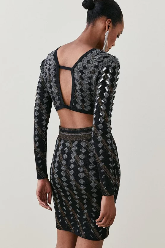 Budget π Karen Millen Cutout Embellished Geo Jacquard Knit Mini π Dress π 5 Budget π Karen Millen Cutout Embellished Geo Jacquard Knit Mini π Dress π - Image 3