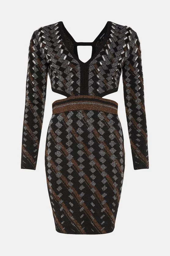 Budget π Karen Millen Cutout Embellished Geo Jacquard Knit Mini π Dress π 6 Budget π Karen Millen Cutout Embellished Geo Jacquard Knit Mini π Dress π - Image 4