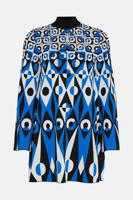 Flash Sale π Karen Millen Embellished Geo Jacquard Swing Mini π Dress 𧨠6 Flash Sale π Karen Millen Embellished Geo Jacquard Swing Mini π Dress 𧨠- Image 4