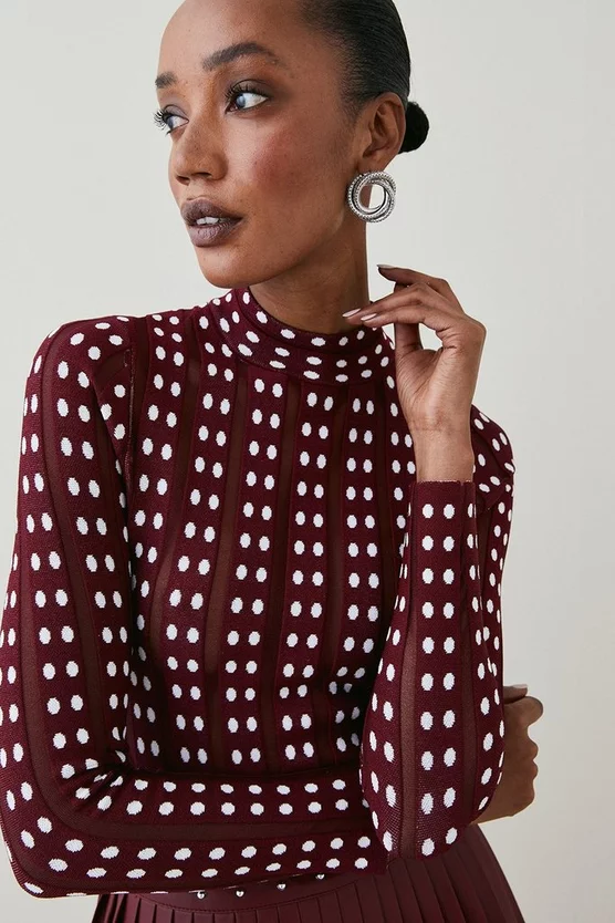 Coupon π Karen Millen Sheer Knit Polka Dot Pu π Skirt Skater Mini π Dress β€οΈ 4 Coupon π Karen Millen Sheer Knit Polka Dot Pu π Skirt Skater Mini π Dress β€οΈ - Image 2